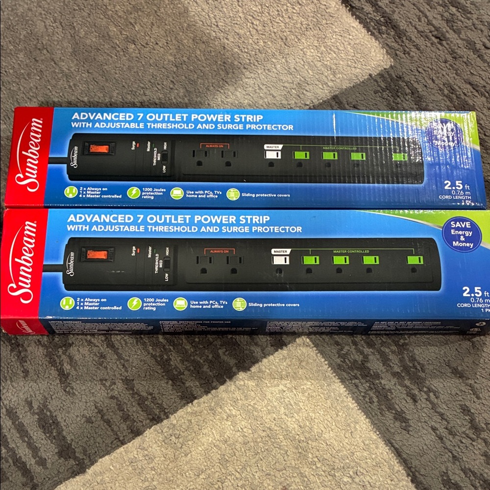 Sunbeam Black Surge Protector with Green Indicators